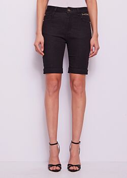 Black Bermuda da donna nero con risvolto Gaudì Jeans