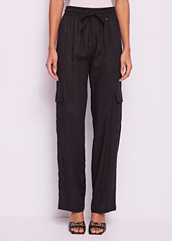 Black Pantalon cargo en lin pour femme Gaudì Jeans