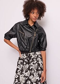 Black Veste de motard en matière synthétique pour femme Gaudì Jeans