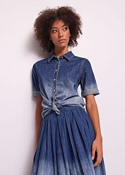Unico Camisa de mujer en chambray de algodón Gaudì Jeans
