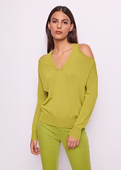 Grenoble Green Maglia donna verde con scollo a V Gaudì Jeans
