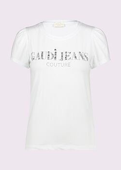 White T-shirt en coton avec logo pour femme Gaudì Jeans