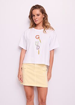 White T-shirt blanc en coton pour femme Gaudì Jeans