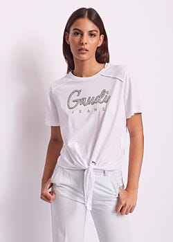 White T-shirt blanc en coton pour femme Gaudì Jeans