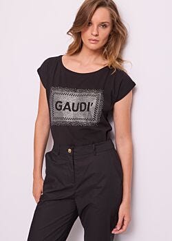 T-shirt noir en coton pour femme Gaudì Jeans