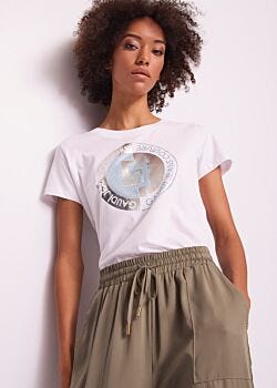 Camiseta blanca de algodón para mujer Gaudì Jeans