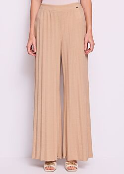 Warm Sand + Gold Lur Women’s lurex jersey trousers Gaudì Fashion