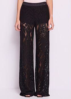 Black Pantalon noir en dentelle pour femme Gaudì Fashion