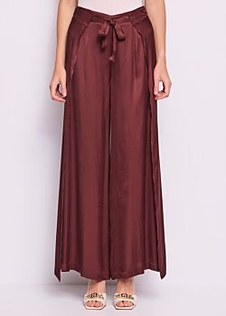 Rum Raisin Pantalon marron en satin pour femme Gaudì Fashion
