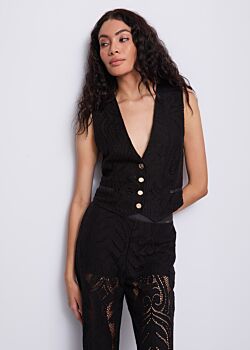 Black Gilet noir en dentelle pour femme Gaudì Fashion