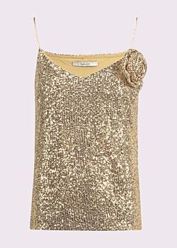 Gold Top da donna con spilla fiore Gaudì Fashion
