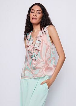 2133 Sea Salt-3417 C Women's printed chiffon top Gaudì Fashion