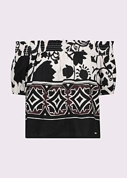 2101 Egret-2001 Blac Top en coton imprimé pour femme Gaudì Fashion