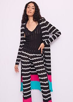 2001 Black-2101 Egre Cárdigan de mujer de hilo a rayas Gaudì Fashion