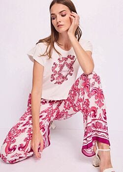 Egret T-shirt blanc en coton pour femme Gaudì Fashion