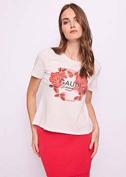 Egret T-shirt blanc en coton pour femme Gaudì Fashion