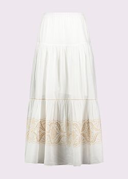 2101 Egret-2267 Croi White cotton skirt with embroidery Gaudì Fashion