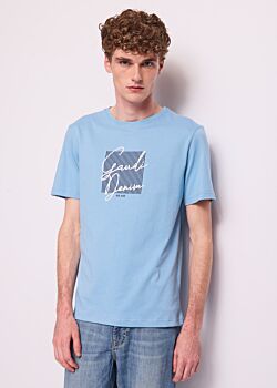 Ebb And Flow Camiseta azul de algodón para hombre Gaudì Uomo