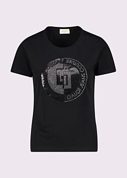 Camiseta negra de algodón para mujer Gaudì Jeans