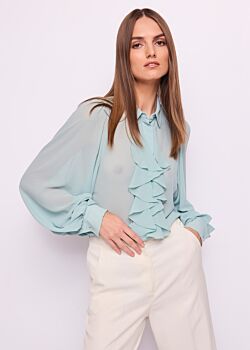 Eggshell Blue Chemise verte en crêpe georgette pour femme Gaudì Fashion