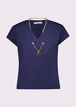 T-shirt  da donna blu con collana gioiello Gaudì Fashion