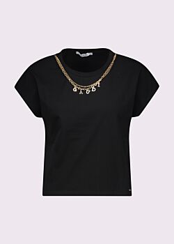 T-shirt da donna nera con collana Gaudì Fashion