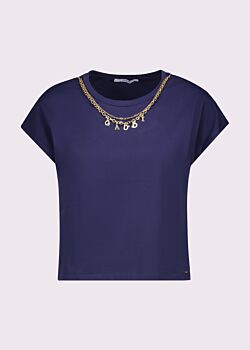 T-shirt da donna blu con collana Gaudì Fashion