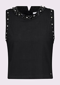 Top da donna nero con strass Gaudì Fashion