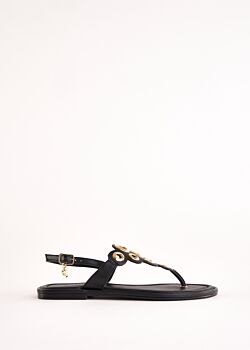 Sandales plates noires en cuir Gaudì Fashion