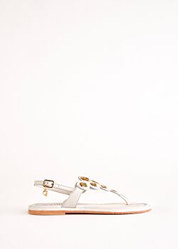 Sandales plates blanches en cuir Gaudì Fashion