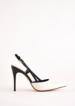 Offwhite/black Slingbacks blanc et noir en cuir Gaudì Fashion