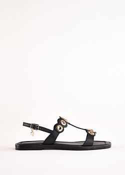 Flat black leather sandals Gaudì Fashion