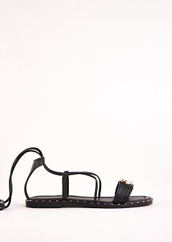 Black Flat black leather sandals Gaudì Fashion