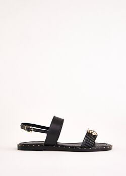 Sandales plates noires en cuir Gaudì Fashion