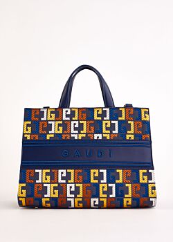 Borsa top handle blu con logo Gaudì Fashion