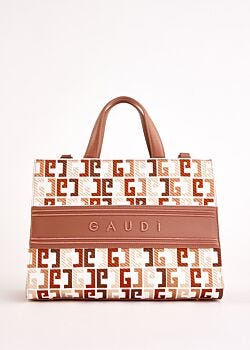 Borsa top handle beige con logo Gaudì Fashion