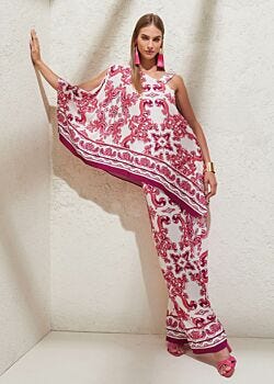 2100 White -3667 Pin Women's printed crepe top Gaudì Fashion