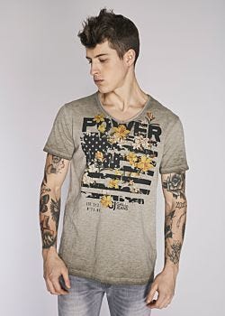 T-shirt en coton imprim&eacute; fleuri Gaudì Jeans