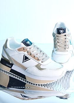 White Baskets de running blanches en cuir Gaudì Fashion